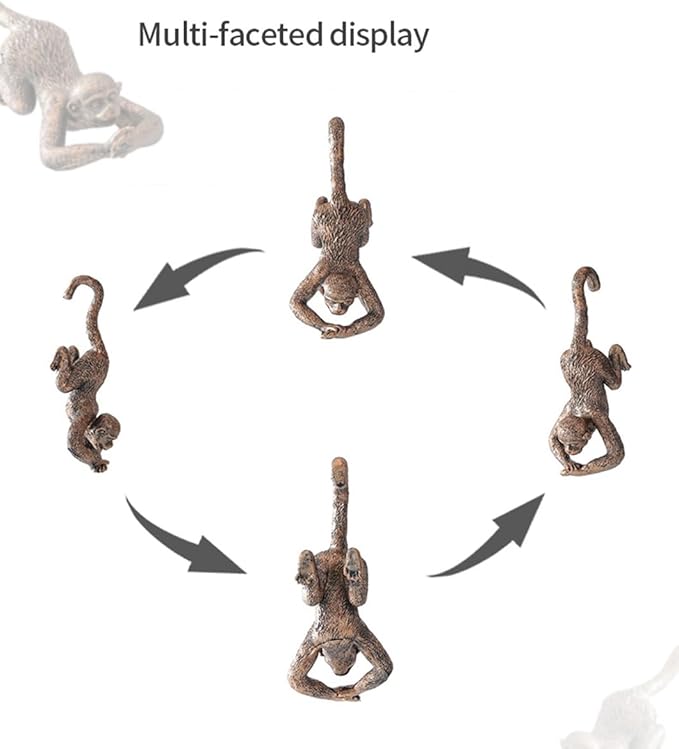 Funny Hanging Monkey Flower Pot Hugger Figurines Vintage Bronze Resin Animal Statue Planter Pot Decorations for Home Garden Fence Balcony Patio Lawn Yard Ornaments