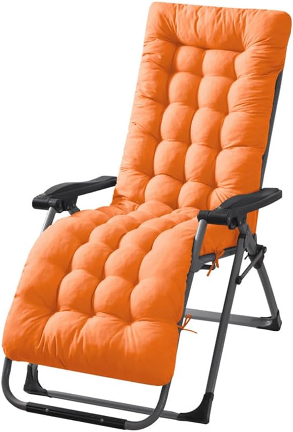 Patio Chaise Lounger Cushion, Lounge Chair Recliners Chair Cushions, Rocking Chair Sofa Cushion with 6 Ties,Thick Padded Swing Bench Cushion，61x18.89x3.14in (Orange)