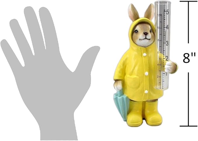 The Bridge Collection Raincoat Bunny Rain Gauge-Cute Rabbit Spring Garden Decor