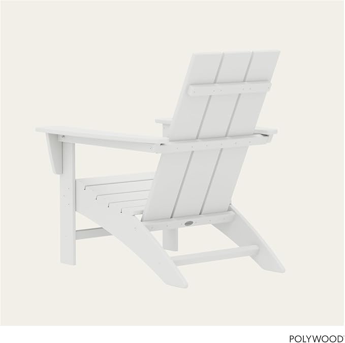 POLYWOOD AD420WH Modern Adirondack Chair, White, Durable High Density Polyethylene Construction, Easy Assembly, Waterproof, Comfortable Contoured Seat