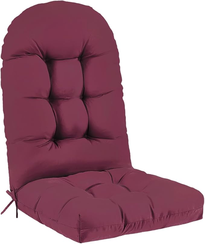 Outdoor Adirondack Chair Cushion, 50x21x4 Inch Rocking Chair Cushions, High Back Patio Soft Seat Pad with Ties, Indoor Outside Use, Fade-Resistant & Waterproof, Burgundy