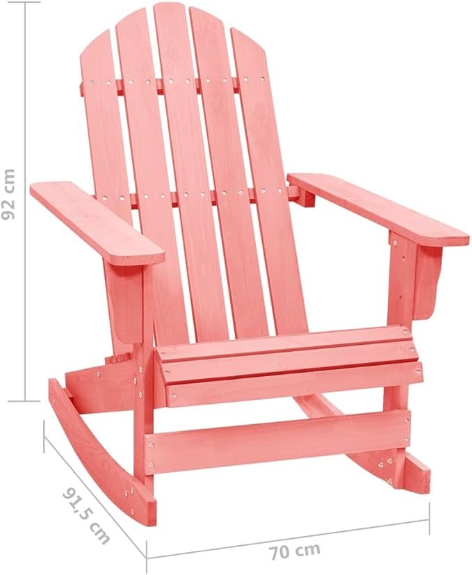 vidaXL Pink Patio Adirondack Rocking Chair - Solid Fir Wood - Ergonomically Designed for Comfort - for Outdoor Garden, Patio & Deck Furniture
