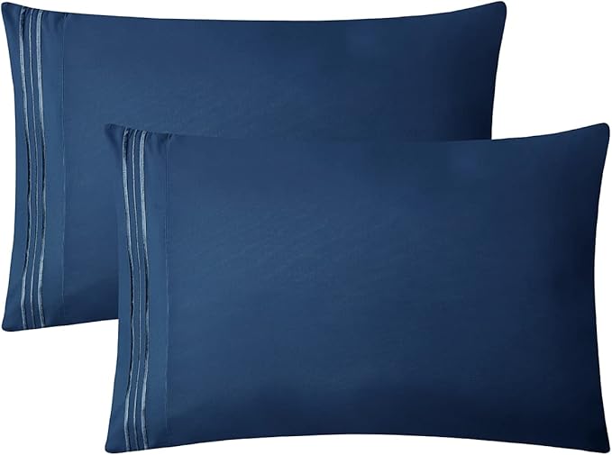 Clara Clark Bed Sheets, Premier 1800 Series 4 Piece Bed Sheet Set, Deep Pocket, Wrinkle, Fade, Stain Resistant, Luxury Soft Bedding Sheets & Pillowcases, Twin-XL, Navy Blue