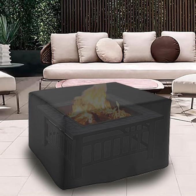 Square Fire Pit Cover for 29-32 Inch Firepit, Heavy Duty Outdoor Patio Fire Pit Table Cover, Gas Fire Pit Cover - Waterproof Dustproof Anti UV and Tear Resistant