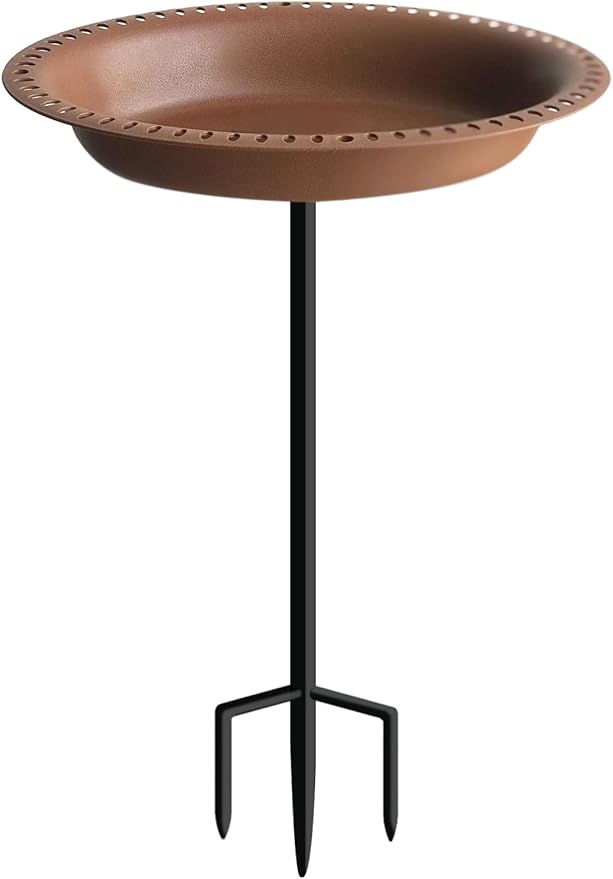 Garbuildman 28 inch Lightweight Birdbaths Antique Decoration Detachable Birdfeeder & Bird Bath for Outdoor Garden, Oblong Chocolate