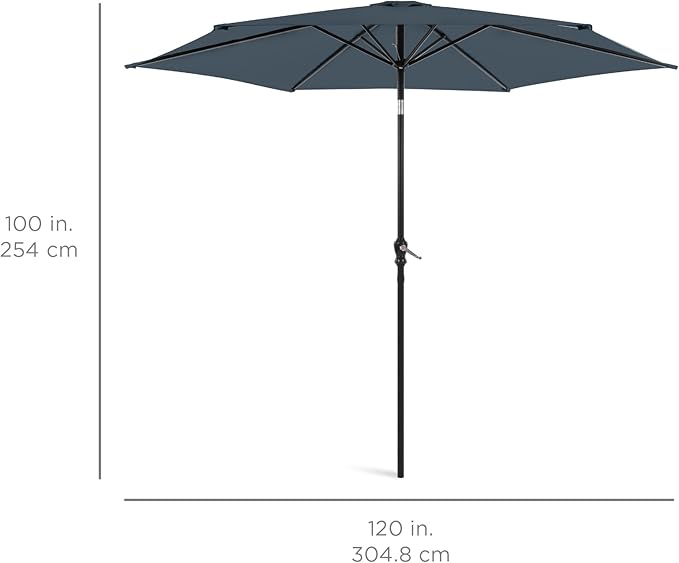 Best Choice Products 10ft Outdoor Steel Polyester Market Patio Umbrella w/Crank, Easy Push Button, Tilt, Table Compatible