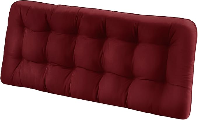 Tufted Bench Cushions for Outdoor Furniture, 59" x 18" Porch Swing Cushions Filled with Foam, Overstuffed Patio Cushions for Bench Loveseat with 2-3 Seats,Thick and Water Resistant, Burgundy
