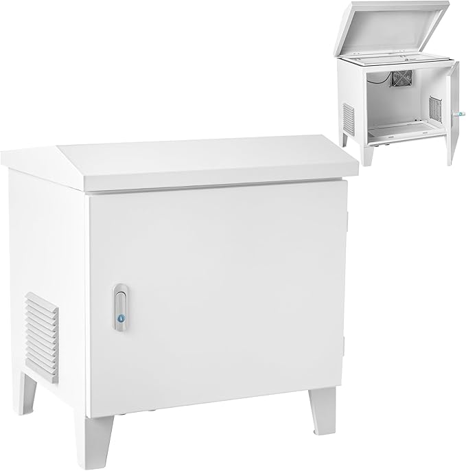 Pond/Water Garden Weatherproof Outdoor Cabinet, 20.8”W×17”D×22.5”H, With Plug Socket and 110V Cooling Fan, Housing for Pond Aerator Air Pump
