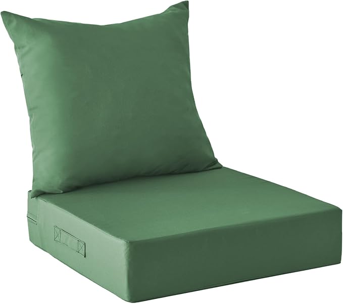 Outdoor Cushions for Patio Furniture,Outdoor Seat Cushion Set 24 x 24 x 5.75 Inch,Waterproof & Fade Resistant Outdoor Chair Cushions,Deep Patio Chair Cushion with Removable Cover,ForestGreen