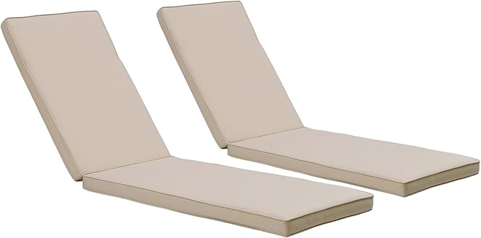 2-Pack Chaise Lounge Chair Cushions, Waterproof/Fade Resistant, Outdoor Indoor Use for Patio, Backyard, Poolside & Deck(2, Khaki)