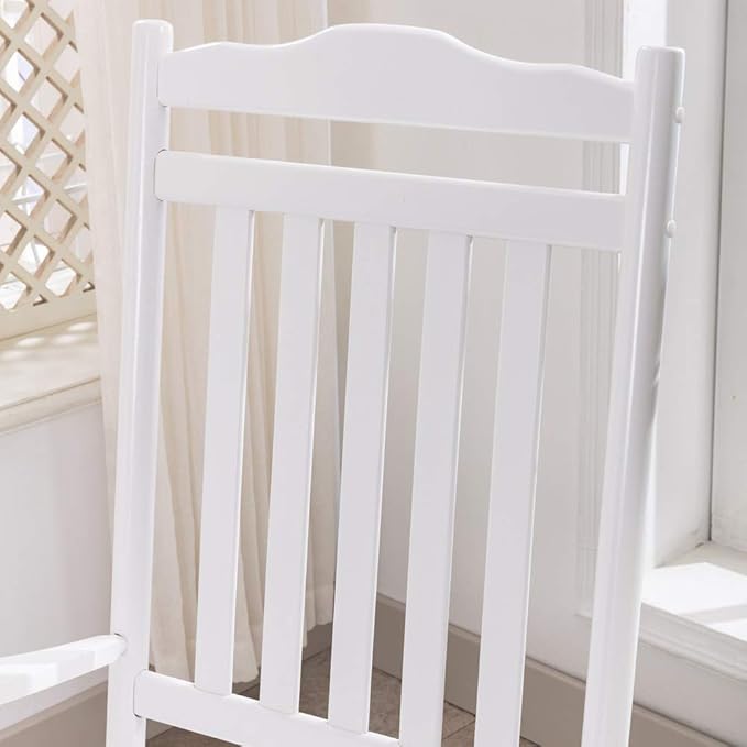 Wooden Adults Porch Rocking Chairs Outside Rocker for Outdoor and Indoor Patio Garden Lounge Living Room Indoor White