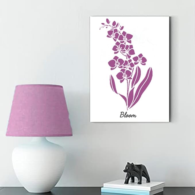 Large Orchid Stencil - Flower Stencils for Painting on Wood, Canvas, Paper, Fabric, Wall, Furniture - Stencils for Crafts Reusable for Art & Pattern Template -Floral Stencil (12x15 inch)