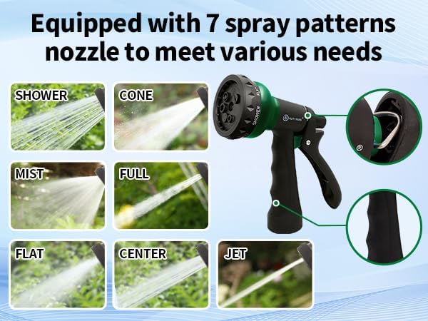 AUTOMAN Coil Garden Hose 25 ft, EVA Curly Water Hose with Brass Connectors, Recoil Garden Water Hose,Includes 7-Pattern Function Sprayer,Retractable,Corrosion Resistant Garden Coil Hose.
