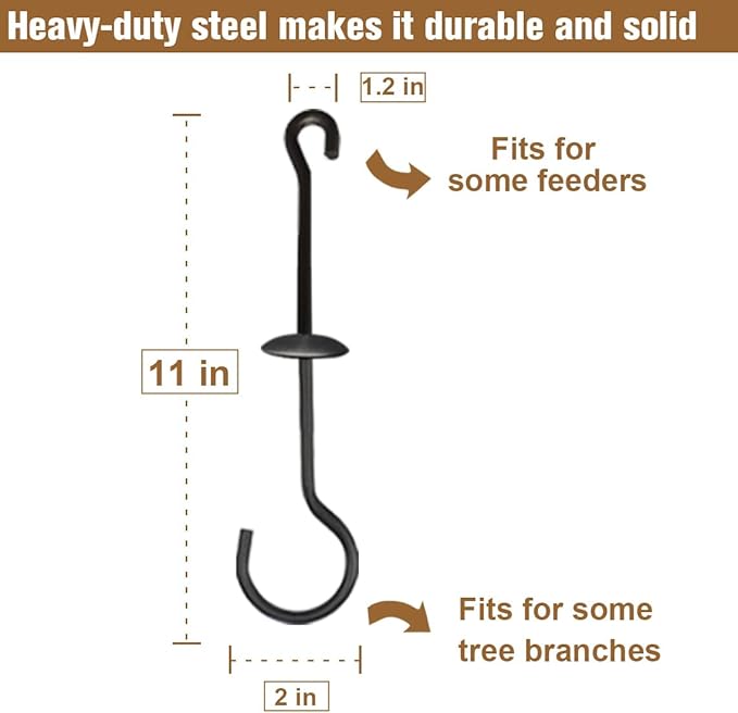 Garbuildman Squirrel Baffle Accessory for Bird Feeder Pole, Pole Hanging S Hook for Bird House Guard, 1 Pack (Baffle Not Included)