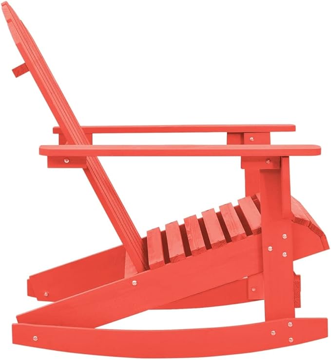 vidaXL Red Patio Rocking Adirondack Chair with Sturdy Solid Fir Wood Structure, Ergonomic Design for Optimal Comfort, Weather Resistant and Easy to Clean