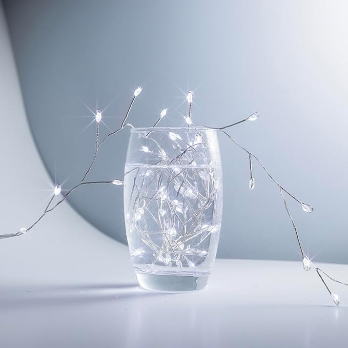Fairy Lights Plug in, 33 Feet 300LED Cool White Silver Wire Firecracker Firefly Lights with Remote, Waterproof Copper Wire Lights for Bedroom Wreath Window Wedding Christmas Tree Decoration