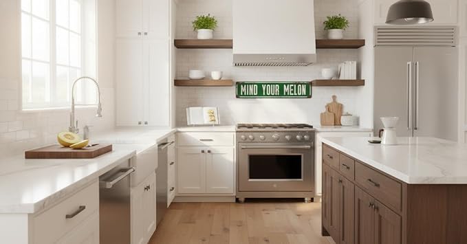 Metal Tin SignsMind Your Melon Funny Signs Vintage Sign Retro Tin Signs Aluminum Metal for Bedroom Kitchen Garden Wall Bab Club Coffee Hanging Sign Home Decor 4×16Inch