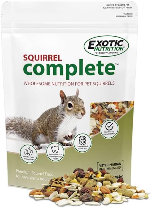 Exotic Nutrition Squirrel Complete (1.75 lb.) - Healthy Natural Food - Nutritional Diet for Pet & Captive Squirrels - Ground, Grey, Flying Squirrels, & Chipmunks