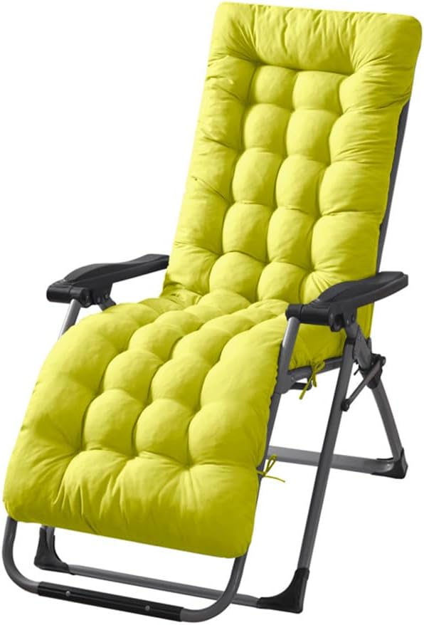 Patio Chaise Lounger Cushion, Lounge Chair Recliners Chair Cushions with 6 Ties,Thick Padded Swing Bench Cushion，61x18.89x3.14in (Green)