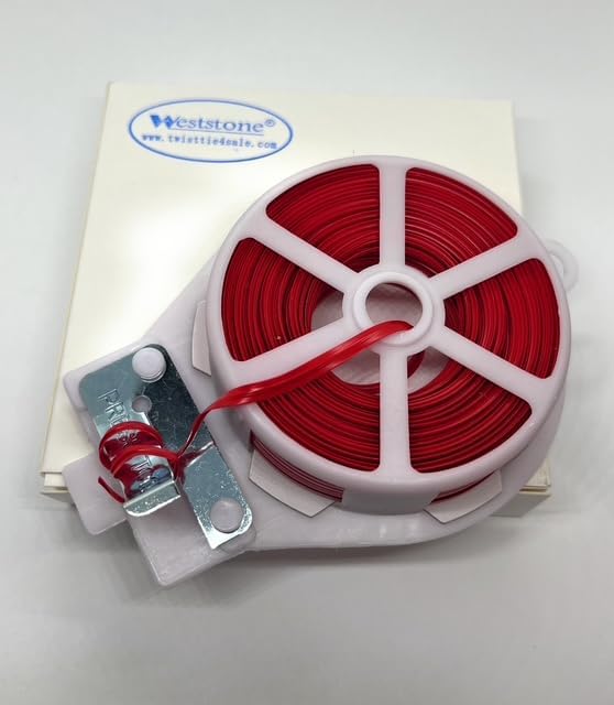 Weststone 1pcs 65ft (20m) Red Plastic Twist Tie Roll with Cutter - Flat
