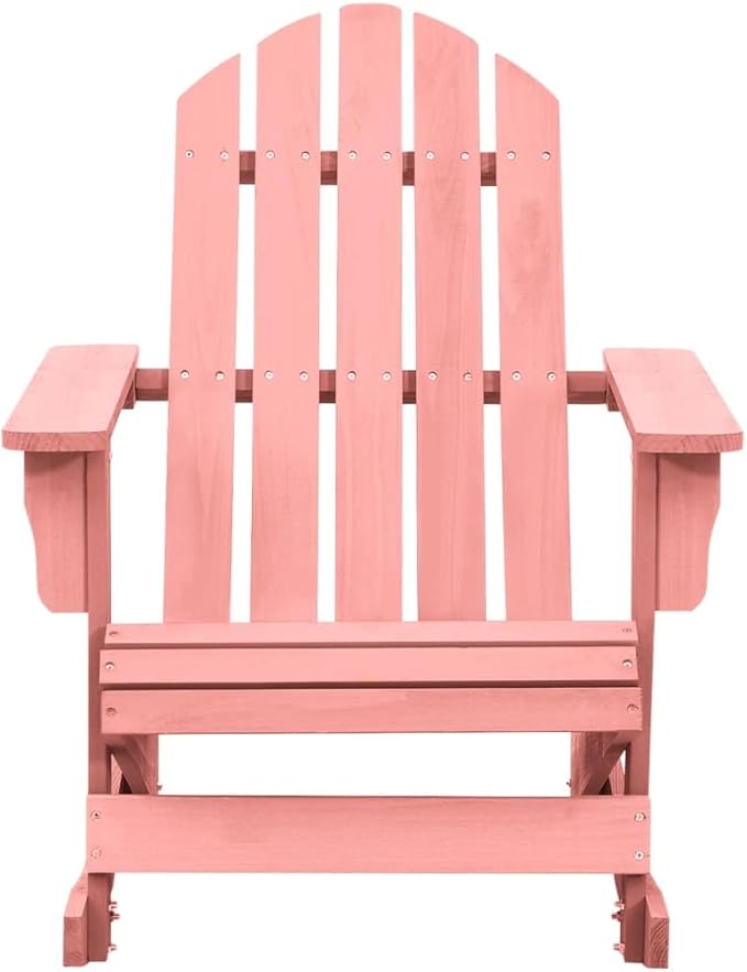 vidaXL Pink Patio Adirondack Rocking Chair - Solid Fir Wood - Ergonomically Designed for Comfort - for Outdoor Garden, Patio & Deck Furniture