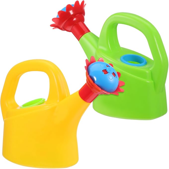 STOBOK 2Pcs Kids Watering Can Toys – Small Plastic Watering Kettles for Toddlers, Beach & Bath Toys, Garden Tools for Indoor & Outdoor Playing (Random Color)