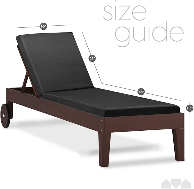 Milliard Memory Foam Outdoor Chaise Lounge Cushion – Lounge Cushion with Waterproof and Washable Cover, Patio Chair Cushion – Ultimate Comfort Lawn Chairs Cushion, 73x21x2.5 Inches – (Black)