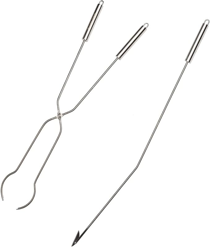 Solo Stove Fire Pit Tools – 2-Piece Set Includes 36.5" Fire Pit Poker and 32" Wood Tongs – Stainless Steel Grabber Tools for Outdoor Campfires, Bonfires, and Fire Pit Accessories