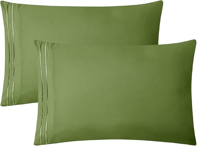 Clara Clark Bed Sheets, Premier 1800 Series 4 Piece Bed Sheet Set, Deep Pocket, Wrinkle, Fade, Stain Resistant, Luxury Soft Bedding Sheets & Pillowcases, California King, Calla Green