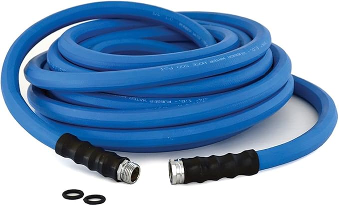 AG-LITE BSAL5850 5/8" x 50' Hot/Cold Water Rubber Garden Hose, 100% Rubber, Ultra-Light, Super Strong, 500 PSI, 50F to 190F Degrees, High Strength Polyester Braided