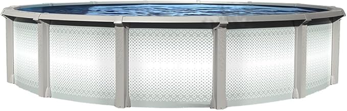 Lake Effect Pools 'Grand Cayman' 27 ft Round Above Ground Swimming Pool | 52 Inch Strong Extruded Resin Components | Bundle Includes: 25 Gauge Overlap Liner & Widemouth Skimmer