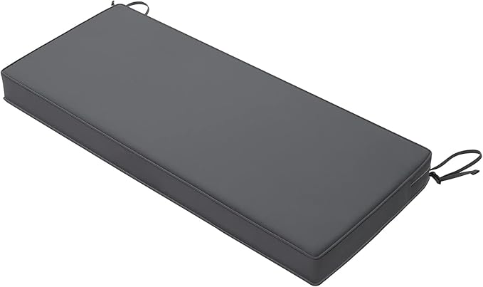 Favoyard Outdoor Bench Cushion 45 x 18 Inch Waterproof Patio Furniture Cushions 3-Year Color Fastness Garden Sofa Settee Couch Swing Pads with Handle and Adjustable Straps, Dark Gray