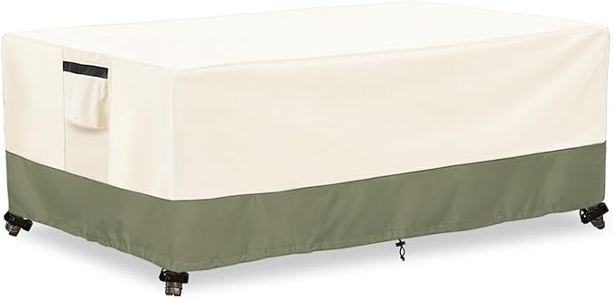 Outdoor Coffee Table Cover 48 W x 28 D x 16 H Inches,600D Heavy Duty Waterproof Outdoor Table Cover,Patio Rectangle Table Covers ,Beige