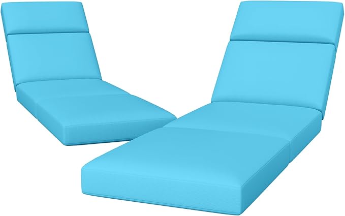 2 Pcs Chaise Lounge Cushions Outdoor, 80 x 26 x 4 Inch Lounge Chair Cushions for Outdoor Furniture - Waterproof Lounge Patio Replacement Cushion, 4In Fade-Resistant ThickPatio Chaise Lounge Cushion