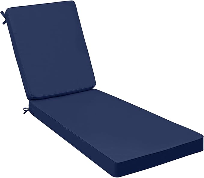 AAAAAcessories Outdoor Chaise Lounge Cushions, Fade-Resistant, Waterproof Patio Furniture Replacement Cushions, 78" x 25" x 3", Navy Blue