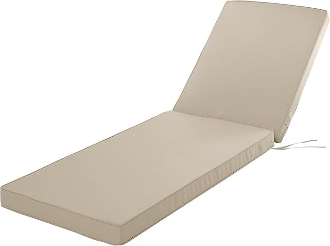 Chaise Lounge Cushion for Outdoor Furniture, Waterproof Fade and Tear Resistant Lounge Deck Chair Cushions for Patio Lawn Pool Resort Hotel, 80x26x3 Inch, Cream