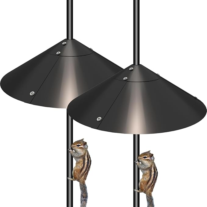 Garbuildman Metal Squirrel Baffle for Bird Feeder Pole, Outside Pole Mount Bird House Guard for Outdoor Shepherd’s Hook, 19 Inch, 2 Pack