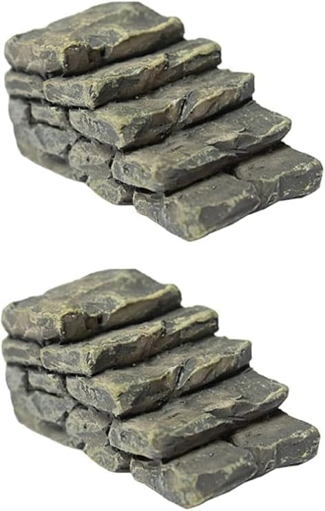 1Pc Miniature Resin Bridge Stair Stone Straight Bridge Stairs Steps Garden Fairy Ornament Flower Pot Plant Micro Landscaping Decor Bonsai Craft Straight Stairs Outdoor Garden Sculptures and Statues