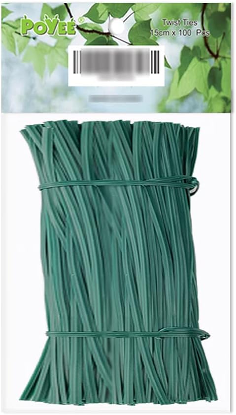 POYEE 8" 20cm Garden Twist Ties Plastic Garden Plant Support Cable Cord Ties (100, Green)