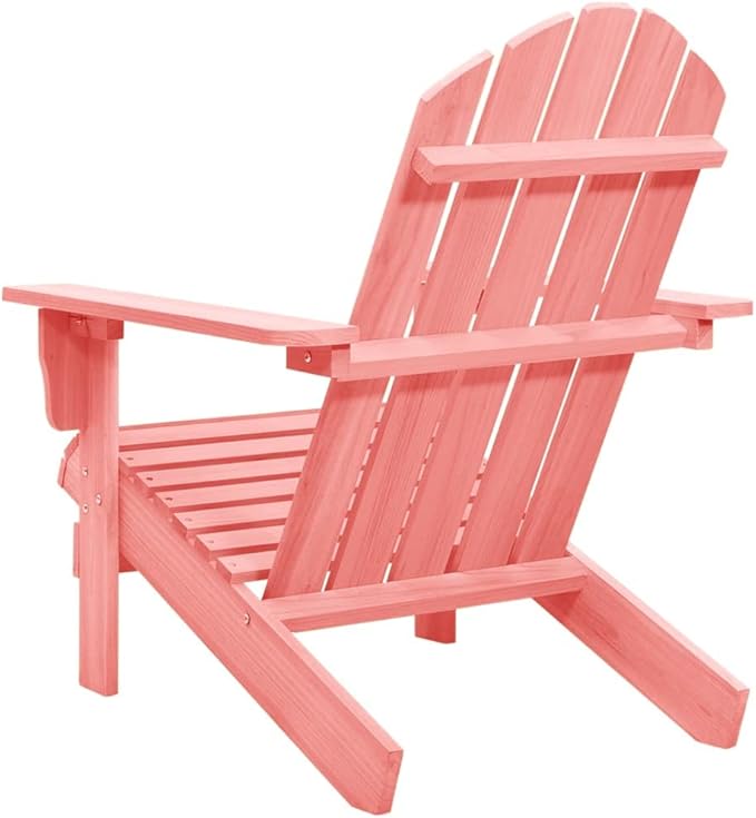 Patio Adirondack Chair Solid Fir Wood Pink, Patio Dining Chairs, Bar Stools, Outdoor Seating for Outdoor Relaxation and Entertaining in Your Backyard or Poolside