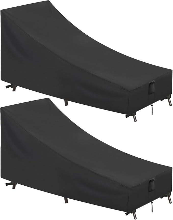 Chaise Lounge Cover, 2 Pack Waterproof Outdoor Lounge Chair Covers for Patio Furniture, Pool Lounge Chair Outdoor Furniture Covers - 80 x 32 x 32 Inch