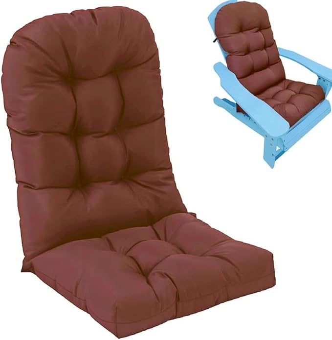 Waterproof Adirondack Chair Cushion,44inch Rocking Chair Cushion,High Back Patio Cushions Indoor and Outdoor Furniture Chair Cushions Pads with Ties (Deep Coffee)