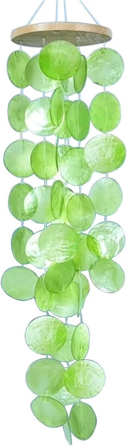 Handmade Colored Capiz Shells Windchimes Coastal Type Decoration for Indoor and Outdoor Use Garden Decoration