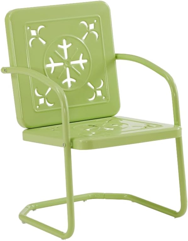 Crosley Furniture Azalea 2-Piece Outdoor Chair Set, Vintage Retro Metal Patio Chairs for Dining, Porch, Deck, Key Lime Gloss