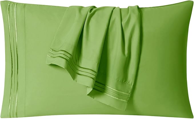 Clara Clark Bed Sheets, Premier 1800 Series 4 Piece Bed Sheet Set, Deep Pocket, Wrinkle, Fade, Stain Resistant, Luxury Soft Bedding Sheets & Pillowcases, Twin-XL, Garden Green