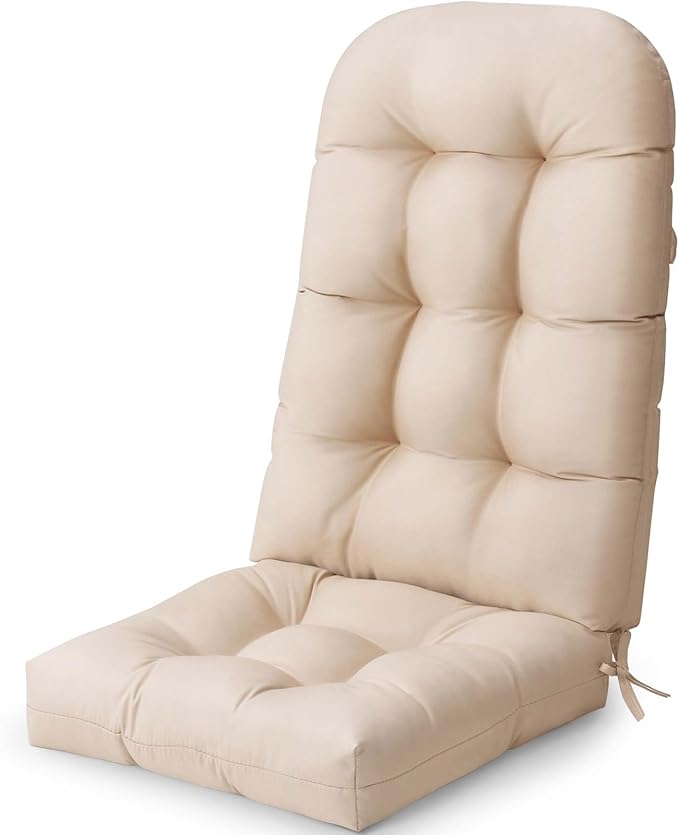 Crestlive Products Adirondack Chair Cushion, Outdoor Rocking Chair Cushion Water Resistant 50x20x4 Inch, High Back Thick Patio Replacement Cushion, Beige