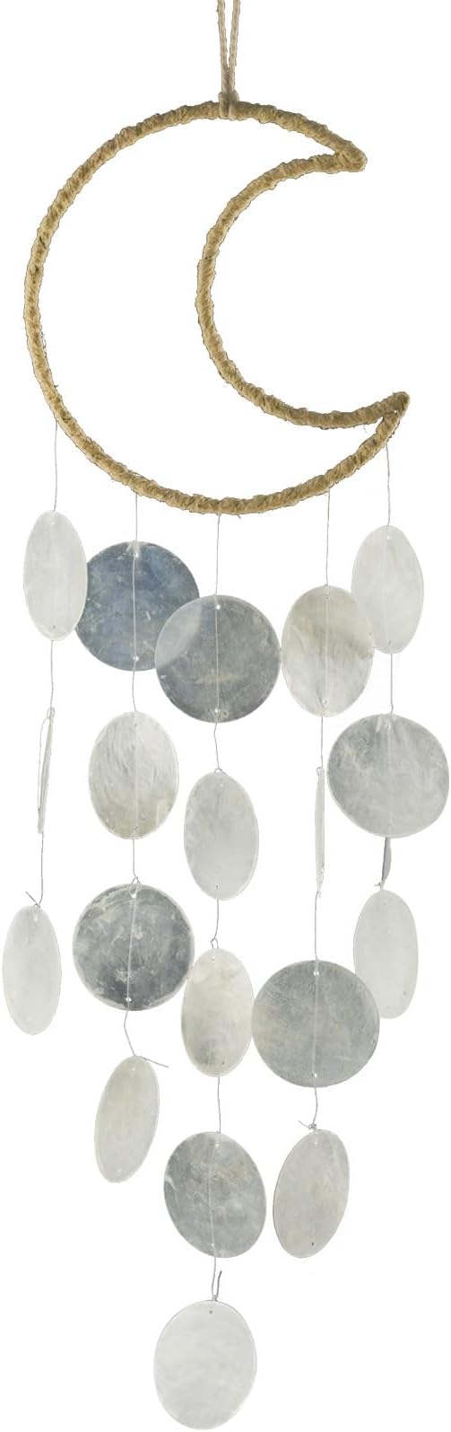 Wind Chimes Outdoor with Round Capiz Shells,Ocean Theme Party Decorations Memorial Wind Chimes Suitable for Indoor Front Porch Garden Patio Decoration(White)