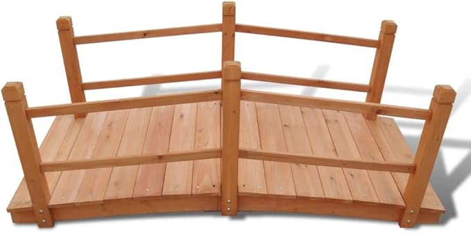 Wooden Garden Bridge, Outdoor, Garden Backyard Bridge Decoration, Wooden Bridge for Outside Small Arc Pond Bridge Footbridge with Safety Railings for Yard, Brown 55.1"x23.6"x22",-204
