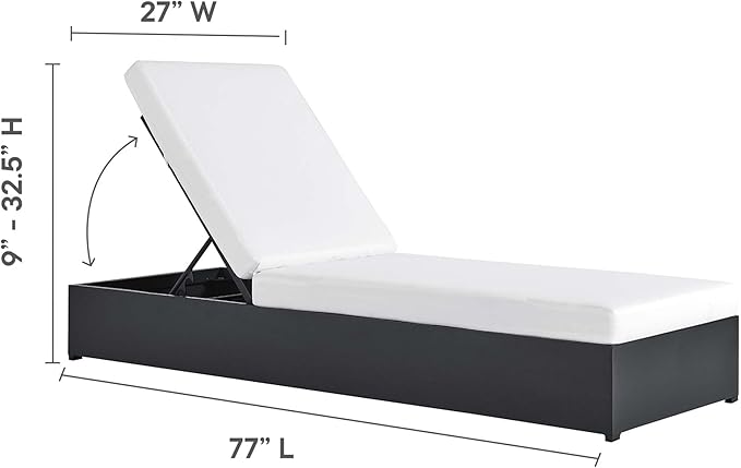 Modway Tahoe Aluminum Outdoor Chaise Lounge in Gray White with Weather-Resistant Cushions, Perfect Patio Sunbed or Recliner Chair for Pool Furniture