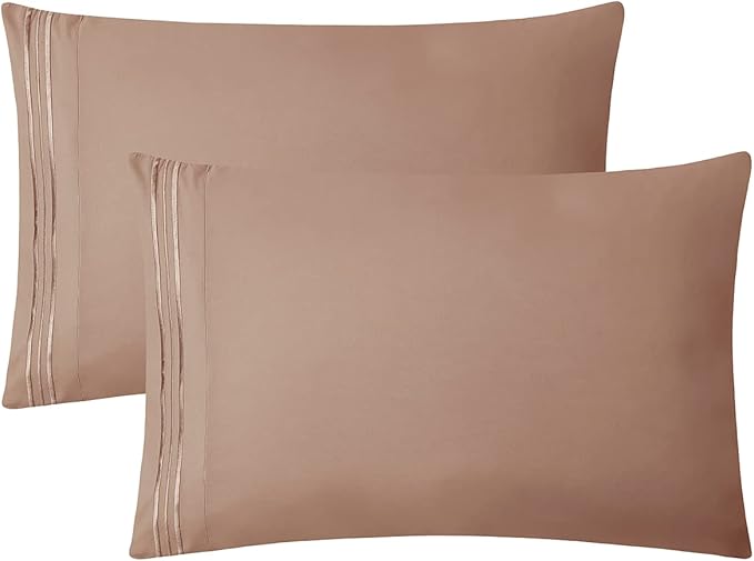 Clara Clark Bed Sheets, Premier 1800 Series 4 Piece Bed Sheet Set, Deep Pocket, Wrinkle, Fade, Stain Resistant, Luxury Soft Bedding Sheets & Pillowcases, California King, Taupe Sand
